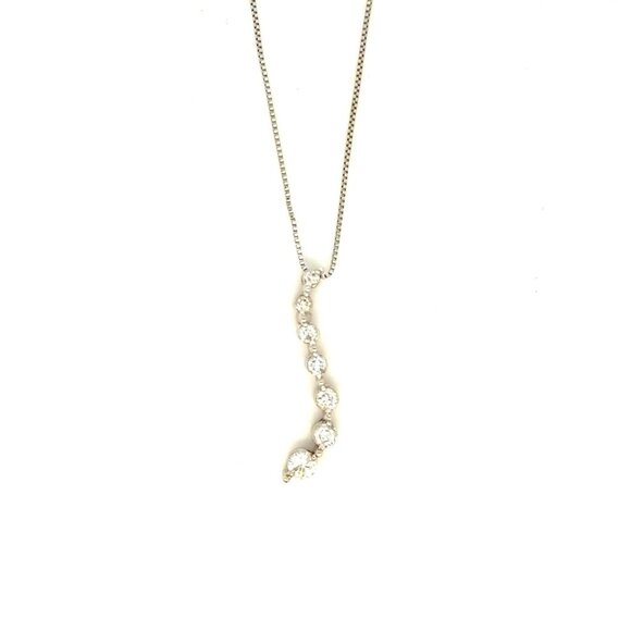 14K White Journey Diamond Journey Necklace - Picture 1 of 9